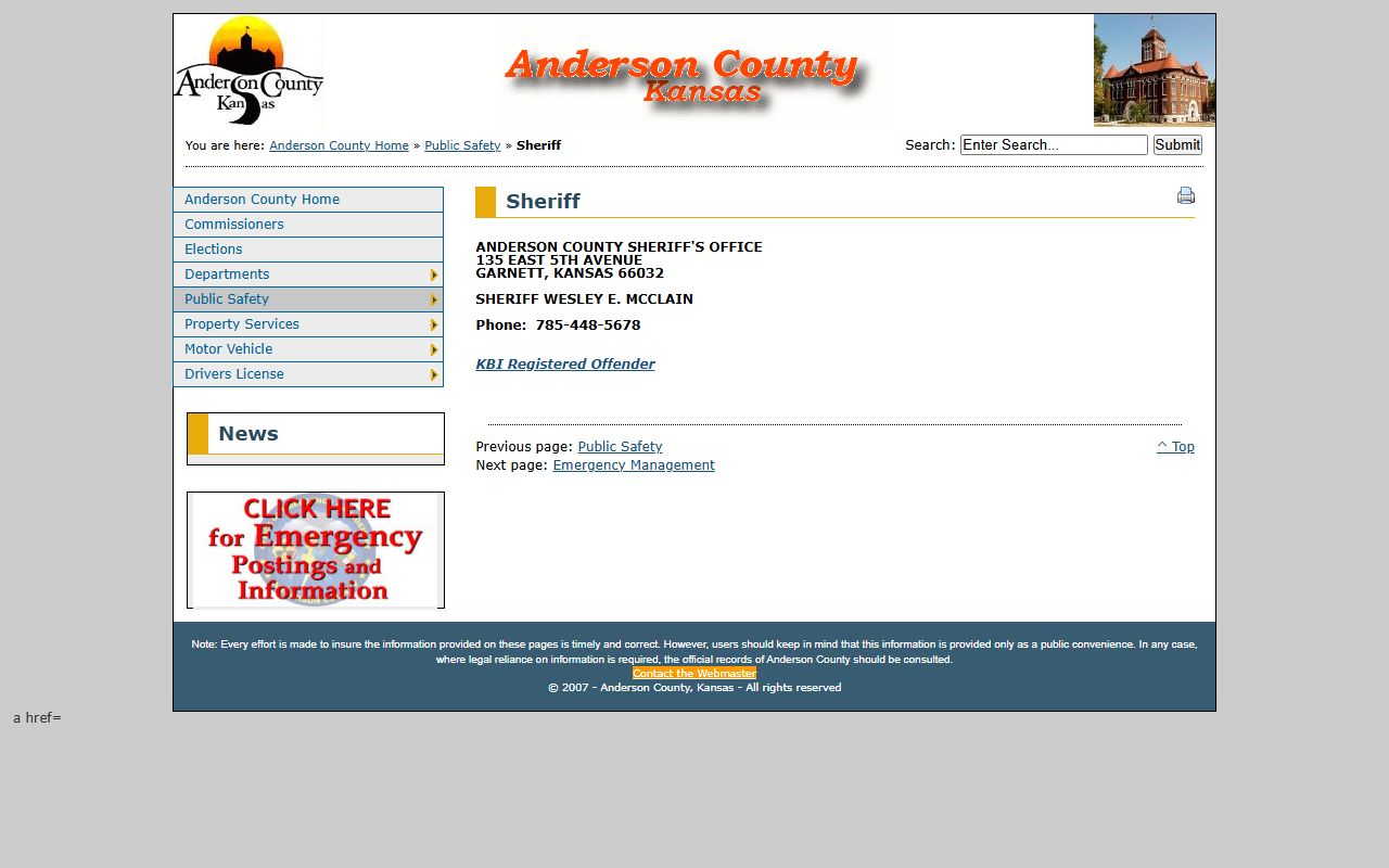 Anderson County arrest records sheriff contact source