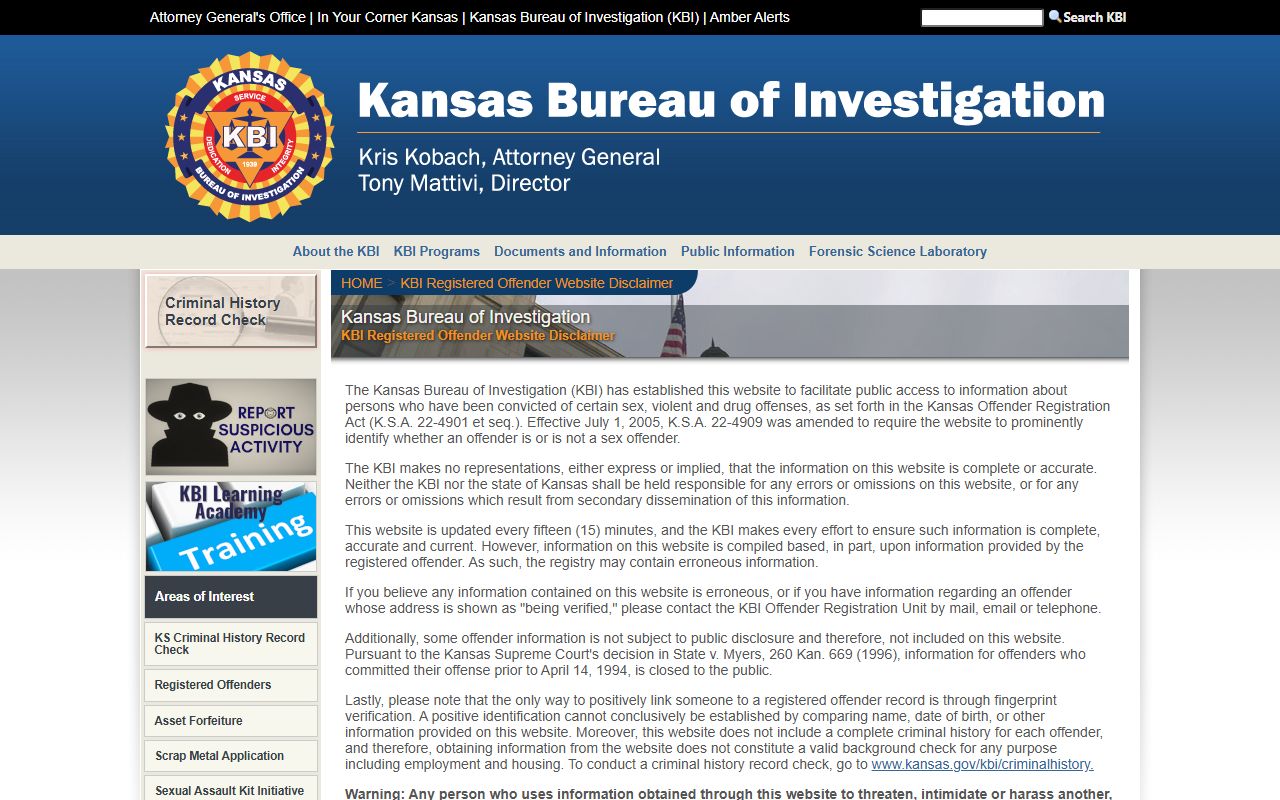 Anderson County court charges KBI registered offender source