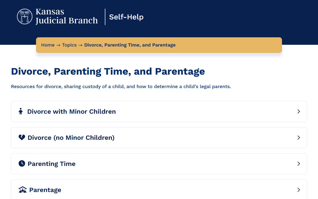 Anderson County divorce records Kansas Self-Help divorce resources