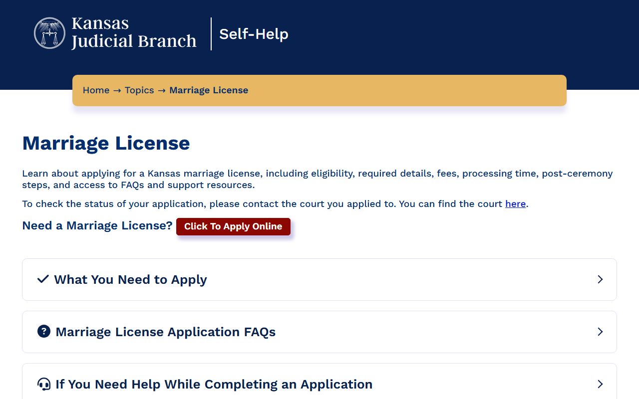Anderson County marriage records Kansas electronic marriage license page