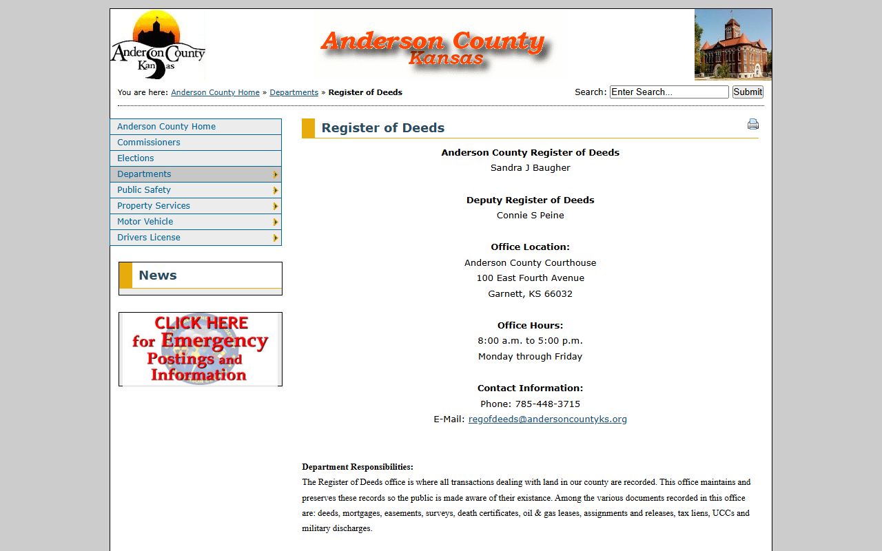 Anderson County probate records Register of Deeds distinction