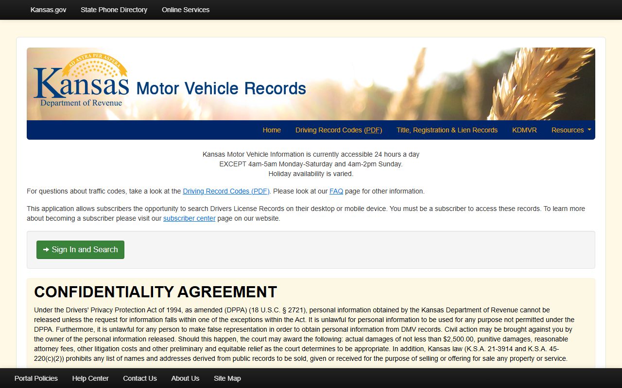 Anderson County traffic court records Kansas motor vehicle records page