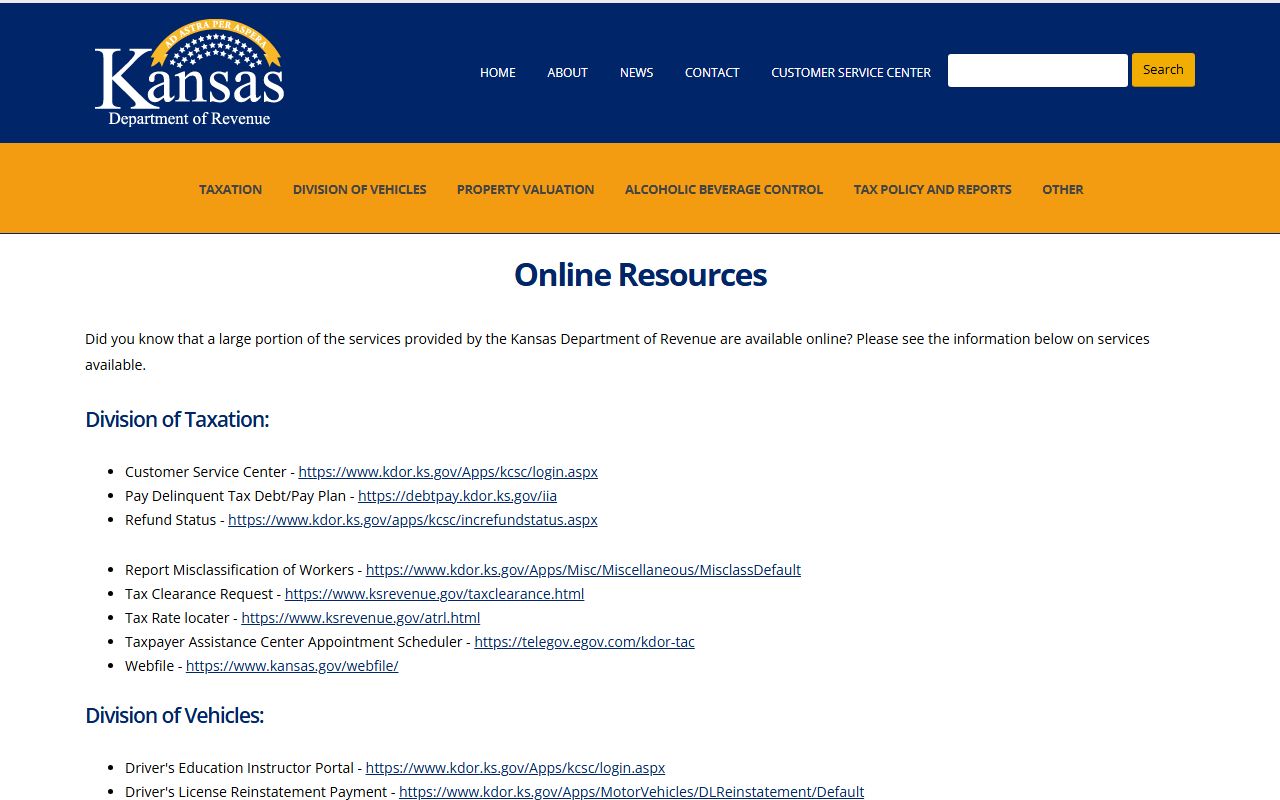 Anderson County traffic court records Kansas Department of Revenue online services